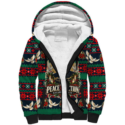 Bayard Rustin Peace In Action Christmas Sherpa Hoodie Civil Rights Leader Holiday Floral Dove Peace Ugly Pattern