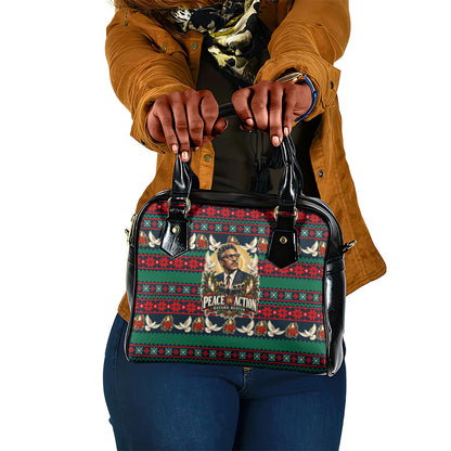 Bayard Rustin Peace In Action Christmas Shoulder Handbag Civil Rights Leader Holiday Floral Dove Peace Ugly Pattern