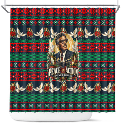 Bayard Rustin Peace In Action Christmas Shower Curtain Civil Rights Leader Holiday Floral Dove Peace Ugly Pattern