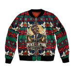 Bayard Rustin Peace In Action Christmas Sleeve Zip Bomber Jacket Civil Rights Leader Holiday Floral Dove Peace Ugly Pattern