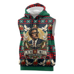 Bayard Rustin Peace In Action Christmas Sleeveless Hoodie Civil Rights Leader Holiday Floral Dove Peace Ugly Pattern