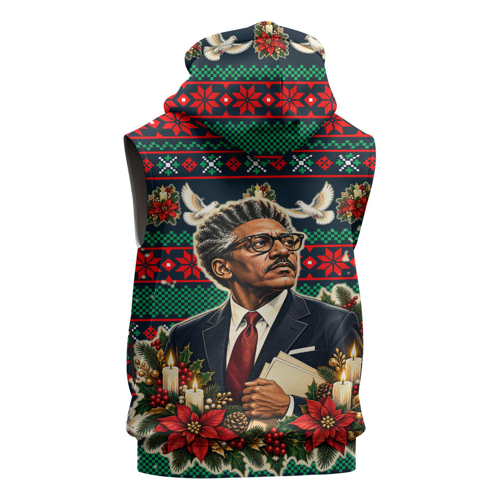 Bayard Rustin Peace In Action Christmas Sleeveless Hoodie Civil Rights Leader Holiday Floral Dove Peace Ugly Pattern