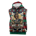 Bayard Rustin Peace In Action Christmas Sleeveless Zip Hoodie Civil Rights Leader Holiday Floral Dove Peace Ugly Pattern