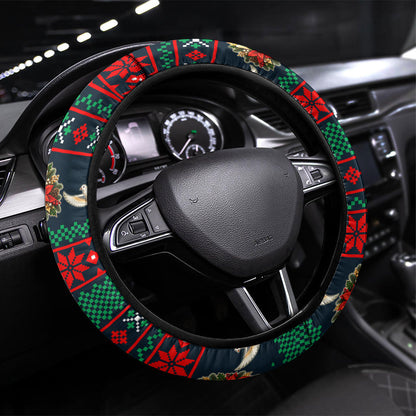 Bayard Rustin Peace In Action Christmas Steering Wheel Cover Civil Rights Leader Holiday Floral Dove Peace Ugly Pattern