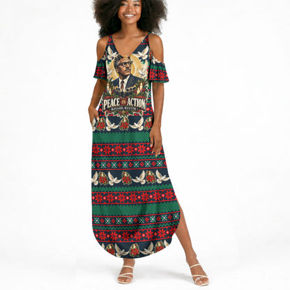 Bayard Rustin Peace In Action Christmas Summer Maxi Dress Civil Rights Leader Holiday Floral Dove Peace Ugly Pattern