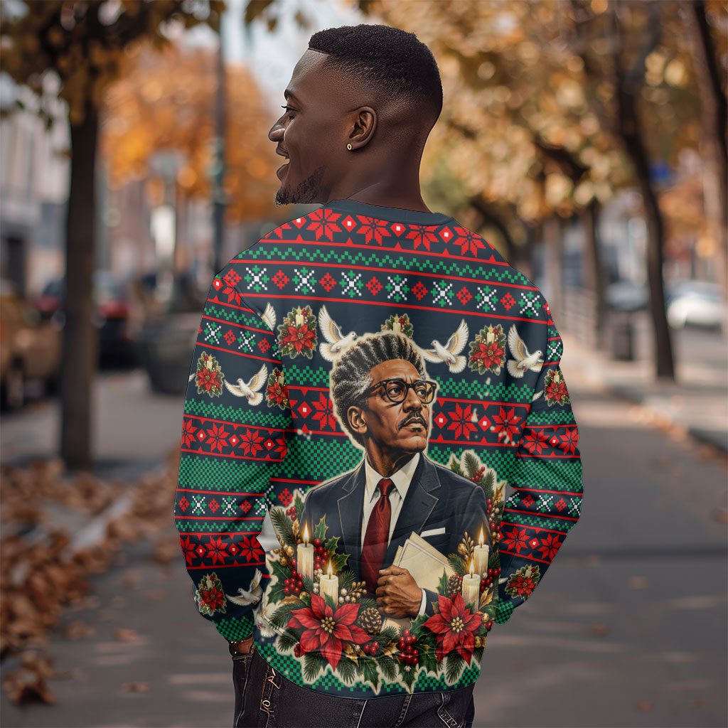 Bayard Rustin Peace In Action Christmas Sweatshirt Civil Rights Leader Holiday Floral Dove Peace Ugly Pattern