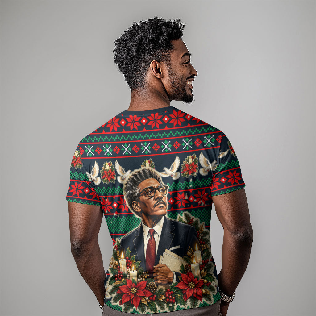 Bayard Rustin Peace In Action Christmas T shirt Civil Rights Leader Holiday Floral Dove Peace Ugly Pattern
