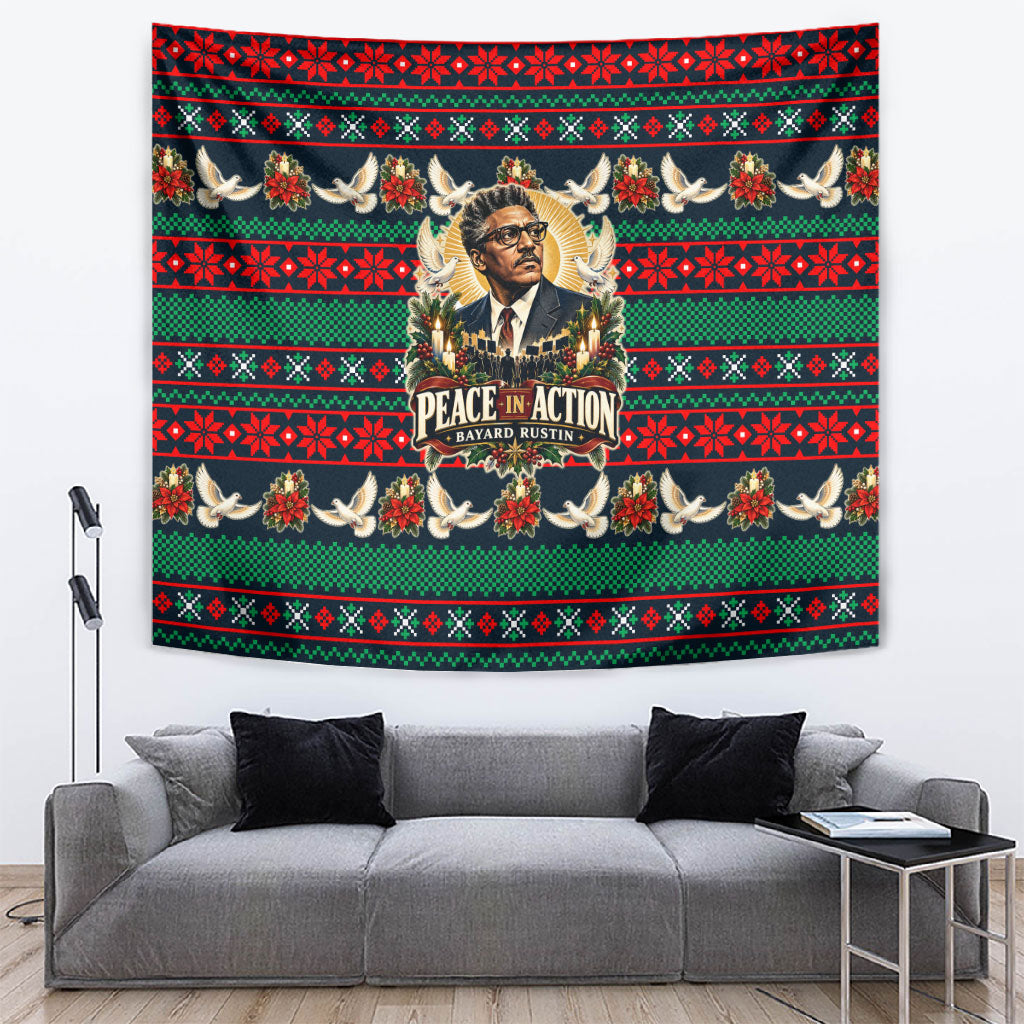 Bayard Rustin Peace In Action Christmas Tapestry Civil Rights Leader Holiday Floral Dove Peace Ugly Pattern