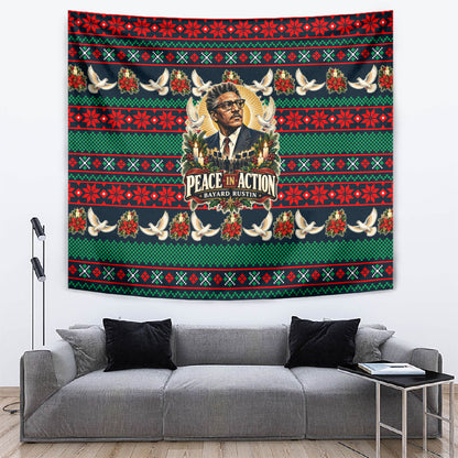Bayard Rustin Peace In Action Christmas Tapestry Civil Rights Leader Holiday Floral Dove Peace Ugly Pattern