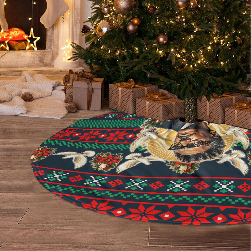 Bayard Rustin Peace In Action Christmas Tree Skirt Civil Rights Leader Holiday Floral Dove Peace Ugly Pattern