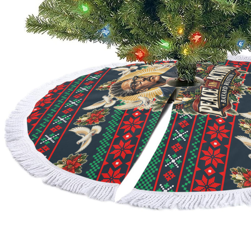 Bayard Rustin Peace In Action Christmas Tree Skirt Civil Rights Leader Holiday Floral Dove Peace Ugly Pattern
