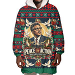 Bayard Rustin Peace In Action Christmas Wearable Blanket Hoodie Civil Rights Leader Holiday Floral Dove Peace Ugly Pattern