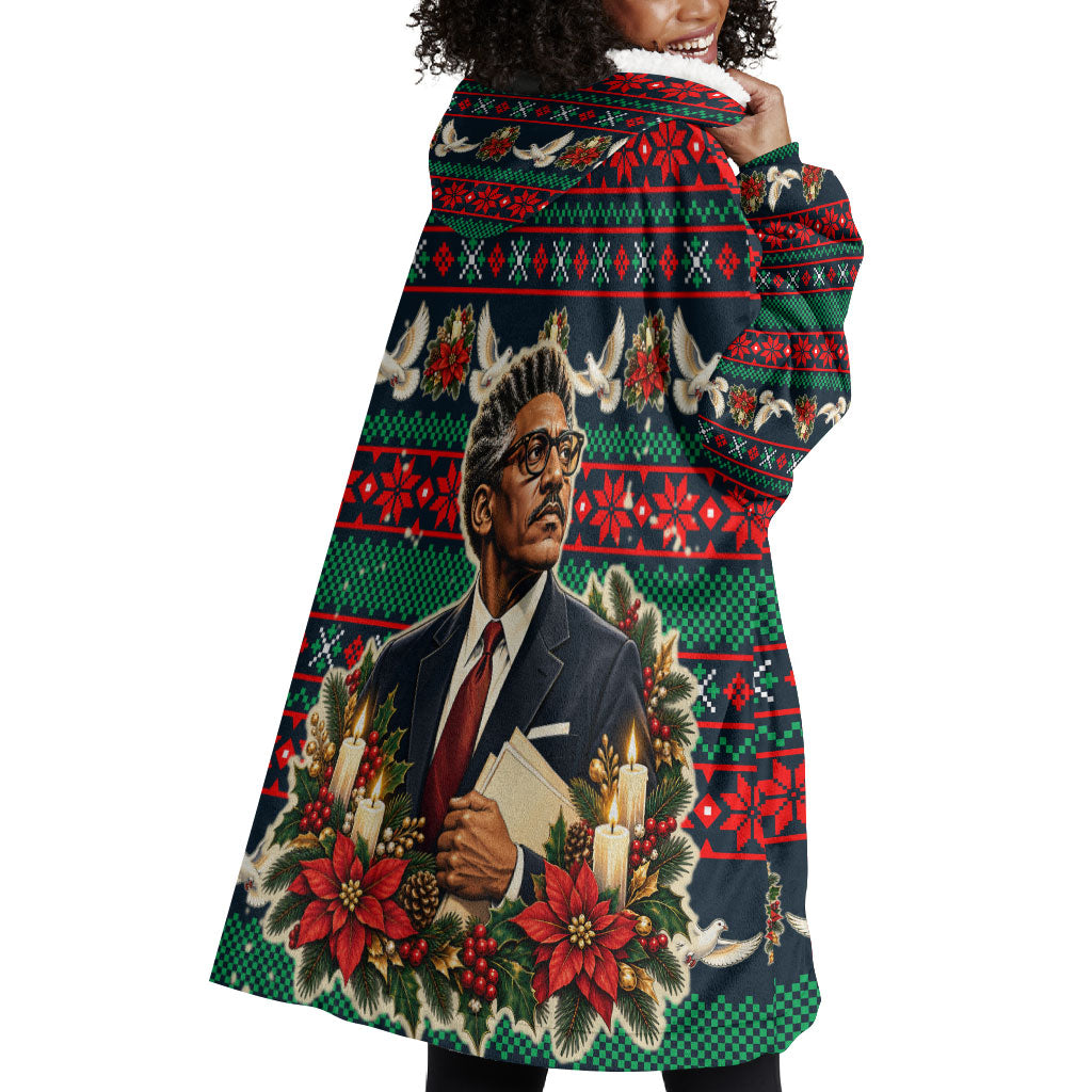 Bayard Rustin Peace In Action Christmas Wearable Blanket Hoodie Civil Rights Leader Holiday Floral Dove Peace Ugly Pattern