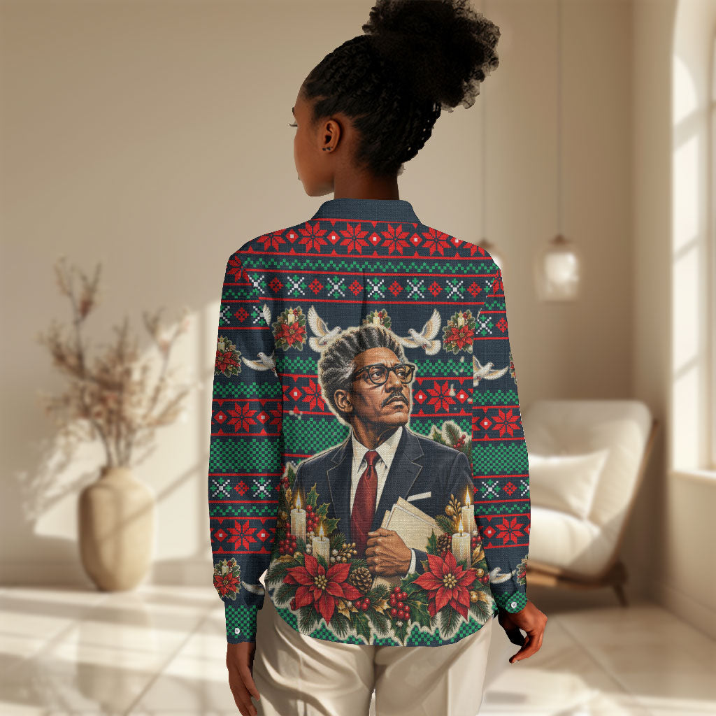 Bayard Rustin Peace In Action Christmas Women Casual Shirt Civil Rights Leader Holiday Floral Dove Peace Ugly Pattern