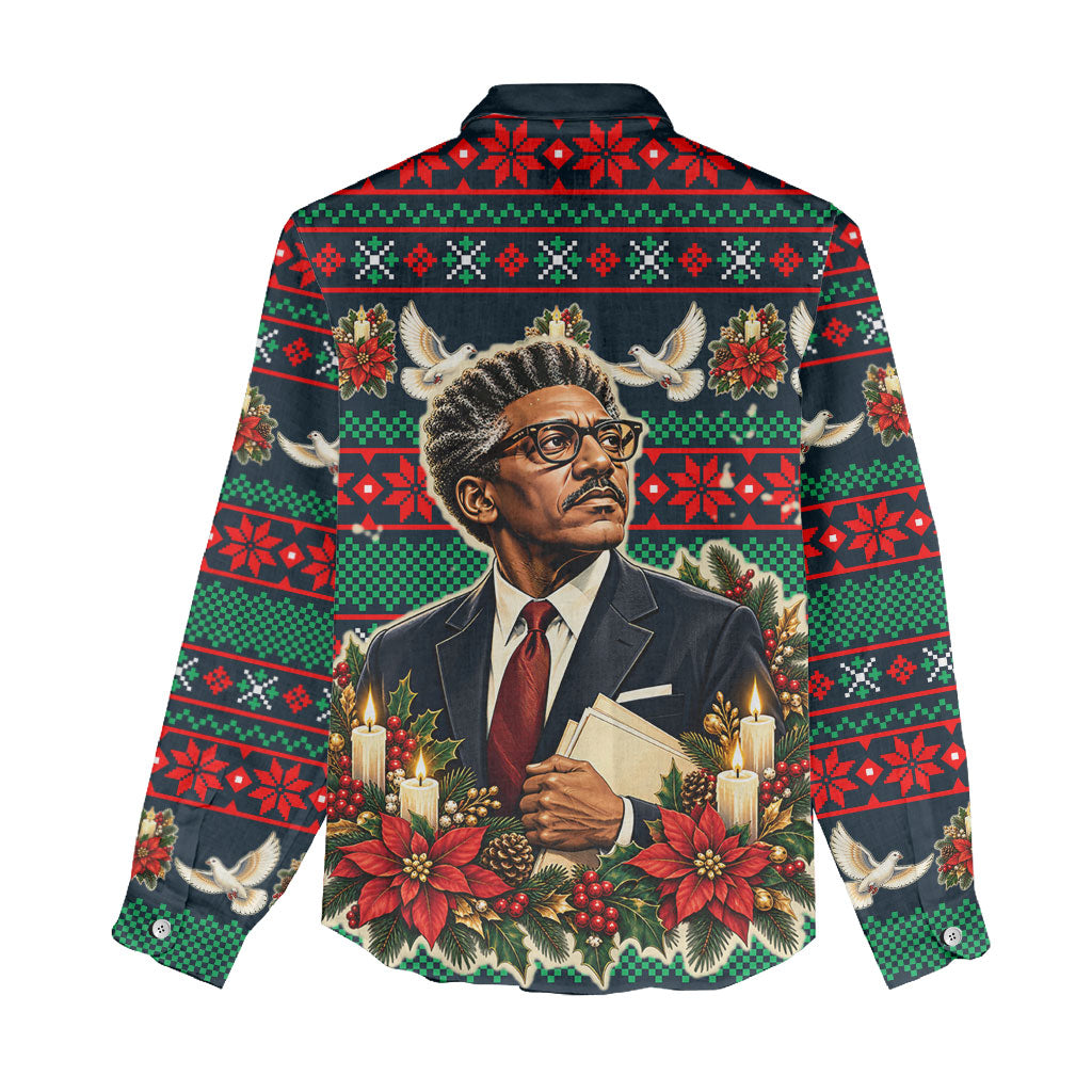 Bayard Rustin Peace In Action Christmas Women Casual Shirt Civil Rights Leader Holiday Floral Dove Peace Ugly Pattern