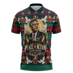 Bayard Rustin Peace In Action Christmas Zipper Polo Shirt Civil Rights Leader Holiday Floral Dove Peace Ugly Pattern