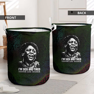 Fannie Lou Hamer Laundry Basket Im Sick and Tired Quote Design Bold Portrait and Civil Rights Movement Tribute - African Pride