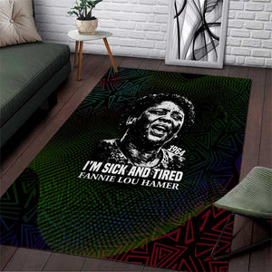 Fannie Lou Hamer Area Rug Im Sick and Tired Quote Design Bold Portrait and Civil Rights Movement Tribute - African Pride