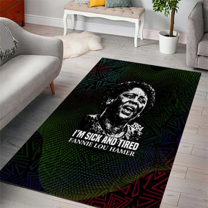 Fannie Lou Hamer Area Rug Im Sick and Tired Quote Design Bold Portrait and Civil Rights Movement Tribute - African Pride
