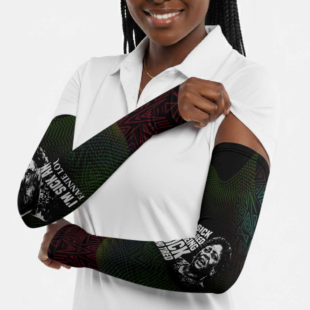 Fannie Lou Hamer Arm Sleeves Im Sick and Tired Quote Design Bold Portrait and Civil Rights Movement Tribute - African Pride
