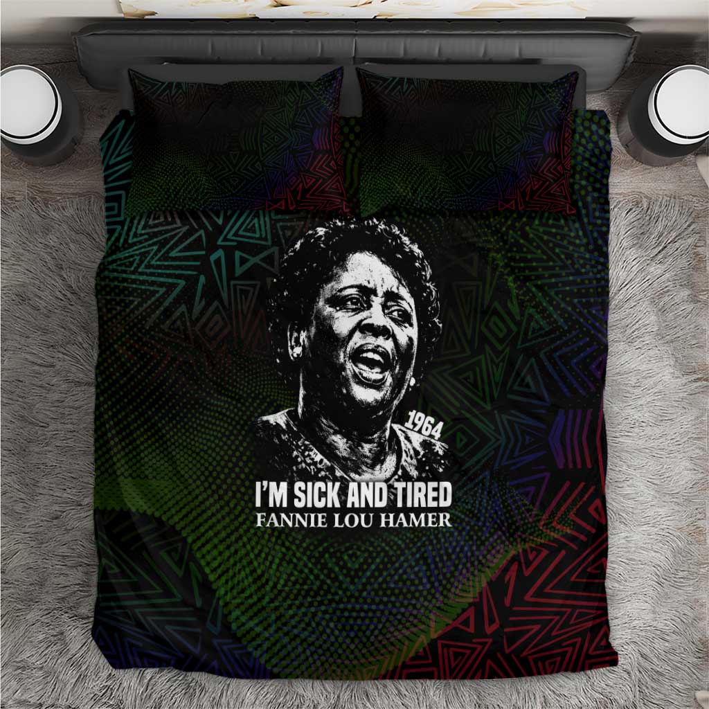 Fannie Lou Hamer Bedding Set Im Sick and Tired Quote Design Bold Portrait and Civil Rights Movement Tribute - African Pride