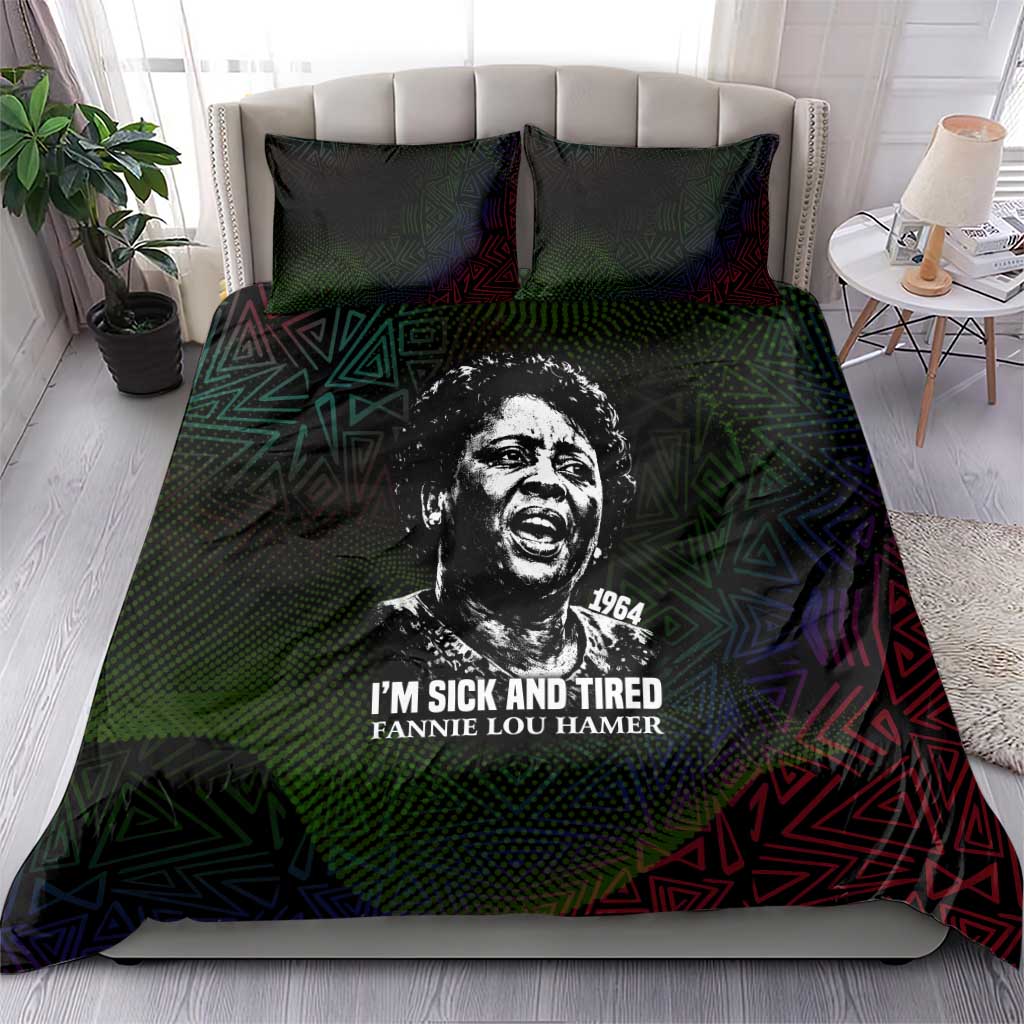 Fannie Lou Hamer Bedding Set Im Sick and Tired Quote Design Bold Portrait and Civil Rights Movement Tribute - African Pride