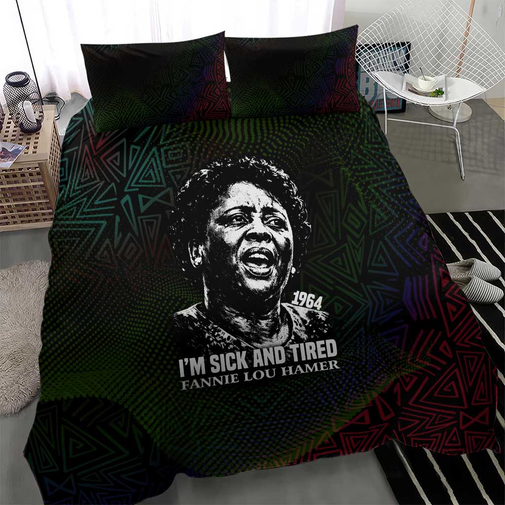 Fannie Lou Hamer Bedding Set Im Sick and Tired Quote Design Bold Portrait and Civil Rights Movement Tribute - African Pride