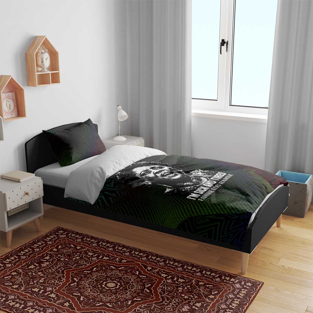 Fannie Lou Hamer Bedding Set Im Sick and Tired Quote Design Bold Portrait and Civil Rights Movement Tribute - African Pride