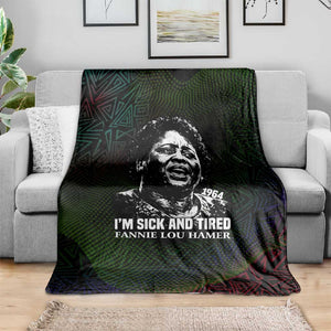 Fannie Lou Hamer Blanket Im Sick and Tired Quote Design Bold Portrait and Civil Rights Movement Tribute - African Pride