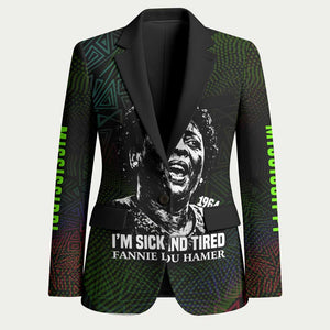 Fannie Lou Hamer Blazer Im Sick and Tired Quote Design Bold Portrait and Civil Rights Movement Tribute - African Pride