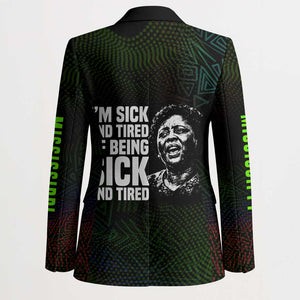 Fannie Lou Hamer Blazer Im Sick and Tired Quote Design Bold Portrait and Civil Rights Movement Tribute - African Pride