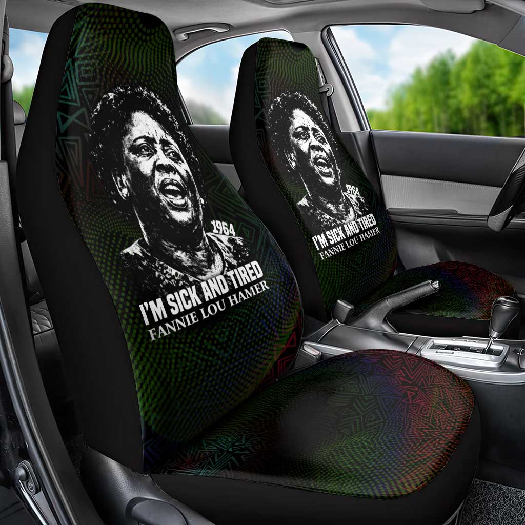 Fannie Lou Hamer Car Seat Cover Im Sick and Tired Quote Design Bold Portrait and Civil Rights Movement Tribute - African Pride