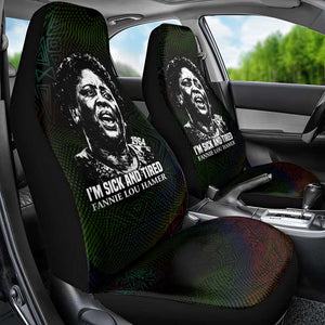 Fannie Lou Hamer Car Seat Cover Im Sick and Tired Quote Design Bold Portrait and Civil Rights Movement Tribute - African Pride