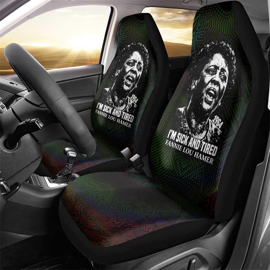 Fannie Lou Hamer Car Seat Cover Im Sick and Tired Quote Design Bold Portrait and Civil Rights Movement Tribute - African Pride