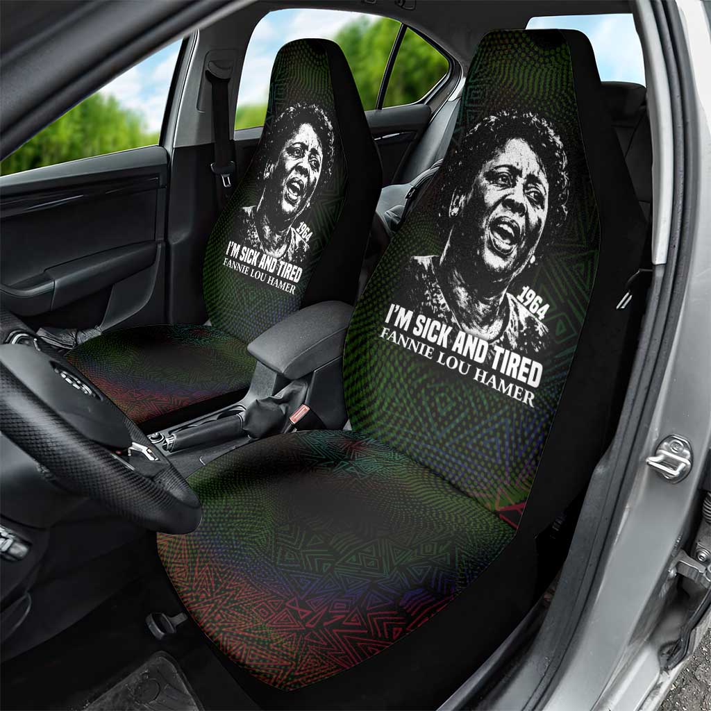Fannie Lou Hamer Car Seat Cover Im Sick and Tired Quote Design Bold Portrait and Civil Rights Movement Tribute - African Pride