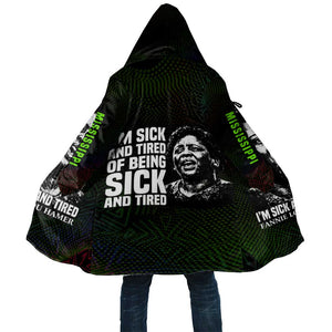 Fannie Lou Hamer Cloak Im Sick and Tired Quote Design Bold Portrait and Civil Rights Movement Tribute - African Pride