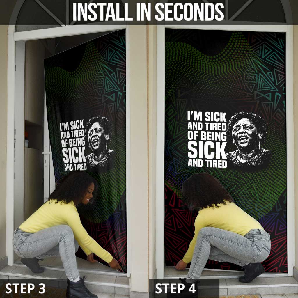 Fannie Lou Hamer Door Cover Im Sick and Tired Quote Design Bold Portrait and Civil Rights Movement Tribute - African Pride