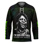 Fannie Lou Hamer Hockey Jersey Im Sick and Tired Quote Design Bold Portrait and Civil Rights Movement Tribute - African Pride