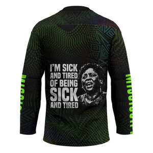 Fannie Lou Hamer Hockey Jersey Im Sick and Tired Quote Design Bold Portrait and Civil Rights Movement Tribute - African Pride