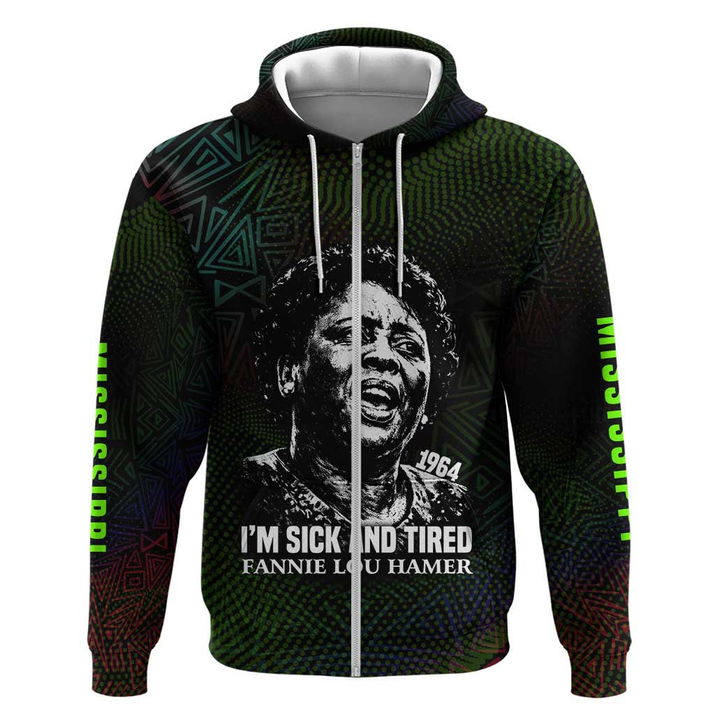 Fannie Lou Hamer Hoodie Im Sick and Tired Quote Design Bold Portrait and Civil Rights Movement Tribute - African Pride