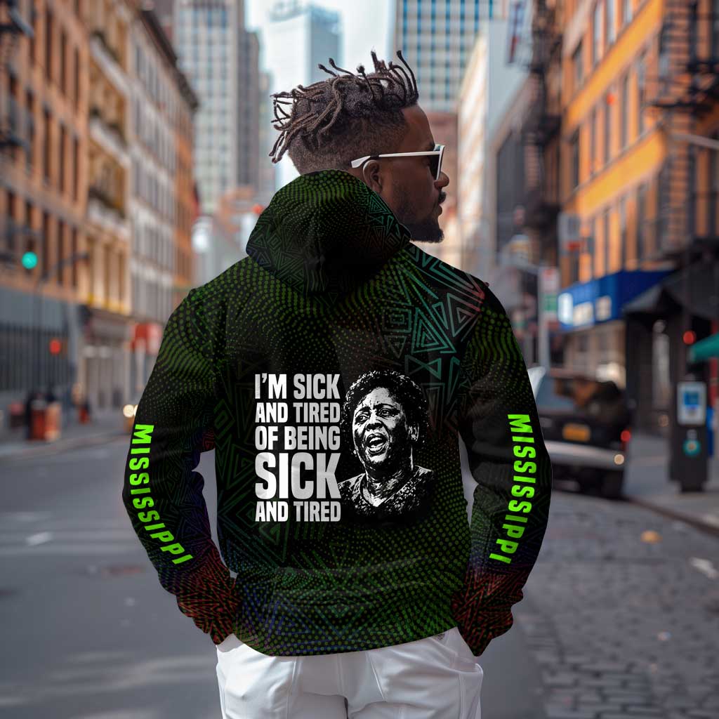 Fannie Lou Hamer Hoodie Im Sick and Tired Quote Design Bold Portrait and Civil Rights Movement Tribute - African Pride
