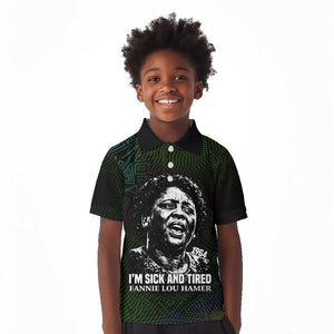 Fannie Lou Hamer Kid Polo Shirt Im Sick and Tired Quote Design Bold Portrait and Civil Rights Movement Tribute - African Pride