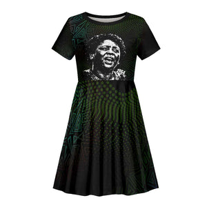 Fannie Lou Hamer Kid Short Sleeve Dress Im Sick and Tired Quote Design Bold Portrait and Civil Rights Movement Tribute - African Pride