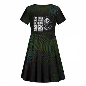 Fannie Lou Hamer Kid Short Sleeve Dress Im Sick and Tired Quote Design Bold Portrait and Civil Rights Movement Tribute - African Pride