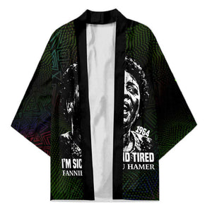 Fannie Lou Hamer Kimono Im Sick and Tired Quote Design Bold Portrait and Civil Rights Movement Tribute - African Pride