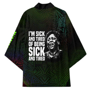 Fannie Lou Hamer Kimono Im Sick and Tired Quote Design Bold Portrait and Civil Rights Movement Tribute - African Pride