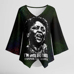 Fannie Lou Hamer Kimono Sleeve Blouse Im Sick and Tired Quote Design Bold Portrait and Civil Rights Movement Tribute - African Pride