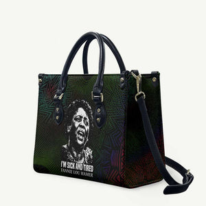 Fannie Lou Hamer Leather Bag Im Sick and Tired Quote Design Bold Portrait and Civil Rights Movement Tribute - African Pride
