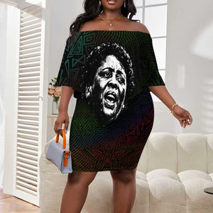 Fannie Lou Hamer Off Shoulder Short Dress Im Sick and Tired Quote Design Bold Portrait and Civil Rights Movement Tribute - African Pride