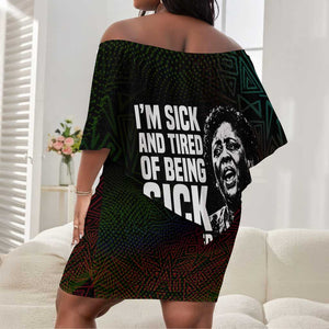 Fannie Lou Hamer Off Shoulder Short Dress Im Sick and Tired Quote Design Bold Portrait and Civil Rights Movement Tribute - African Pride